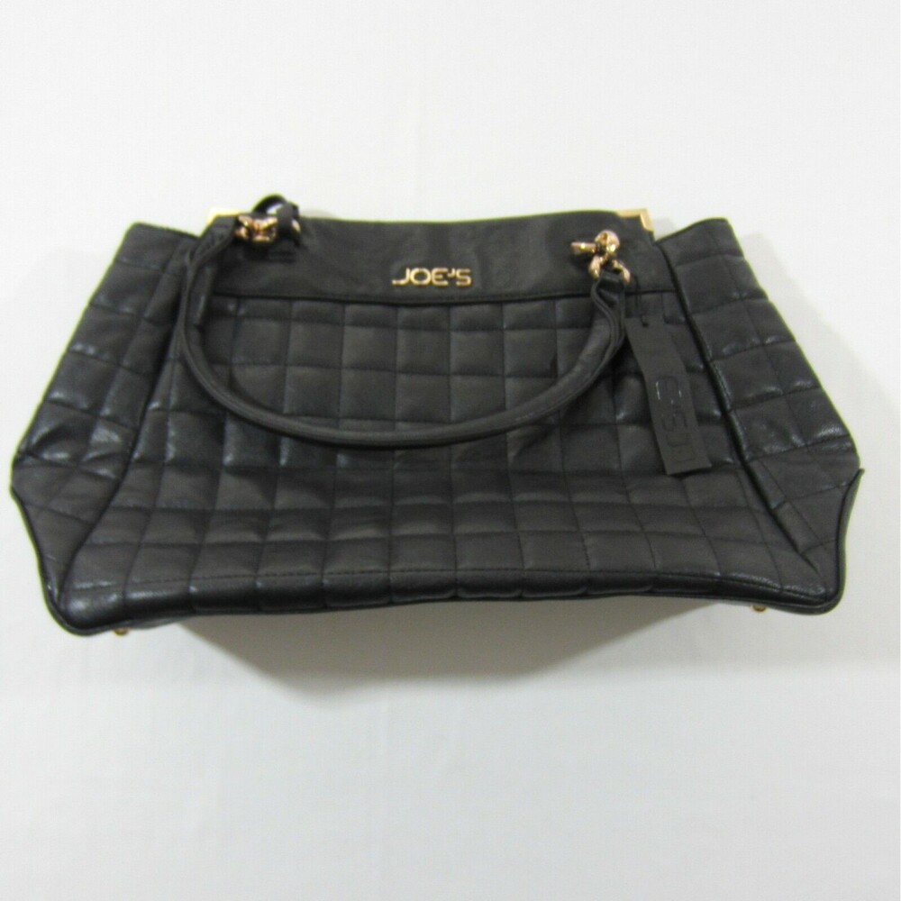 JOE'S JEANS Black Vegan Leather Quilted DEVINE Bag Handbag Purse NWT